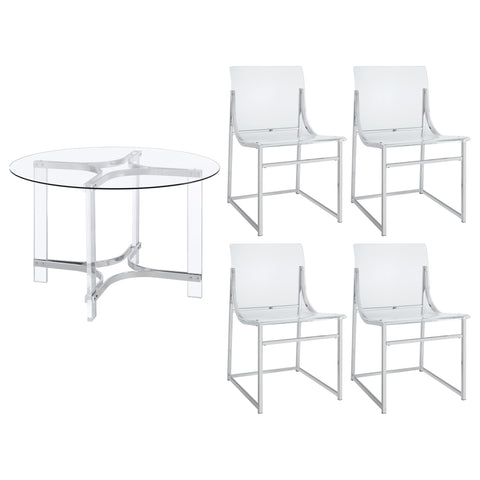 Keeling 5-piece Round Glass Dining table Set
