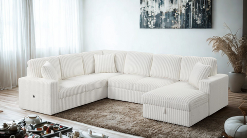 Grande Sectional Black - Gray - Cream