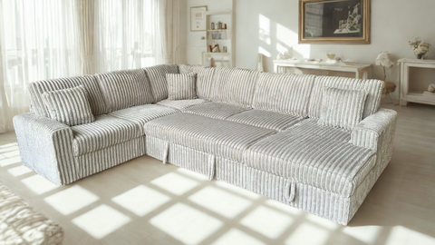 Grande Sectional Black - Gray - Cream