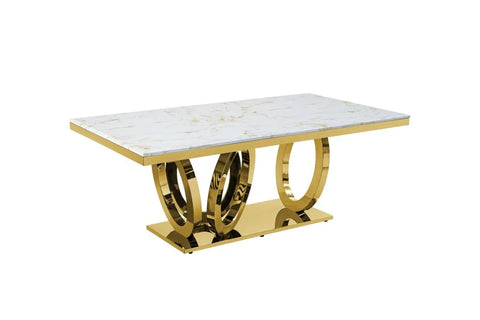 G750-BEIGE Gold Dining Table