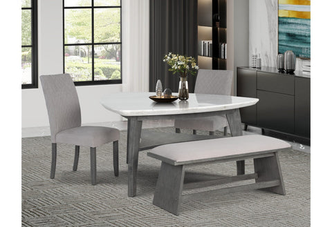 D8192 TRIANGLE DINING TABLE + 4 DINING CHAIRS + BENCH