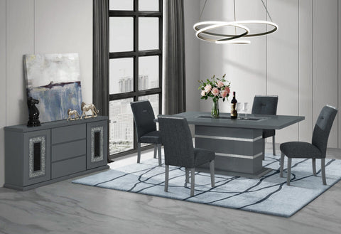 MONACO  DINING TABLE AND 4 DARK GREY DINING CHAIRS