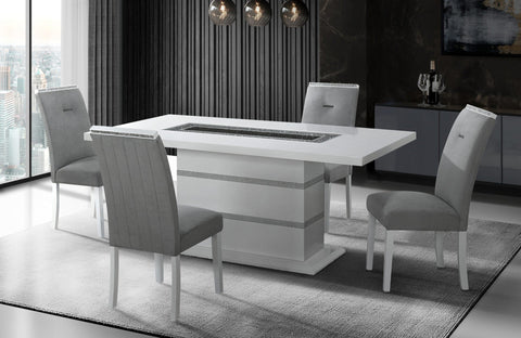 MONACO WHITE DINING TABLE + 4  DINING CHAIR