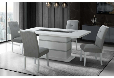 MONACO WHITE DINING TABLE +  4 MONACO DINING CHAIR