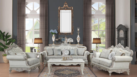 Tuscan Living Room Set in Silver