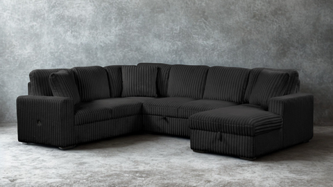 Grande Sectional Black - Gray - Cream