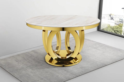 G1160-BEIGE Gold Dining Table