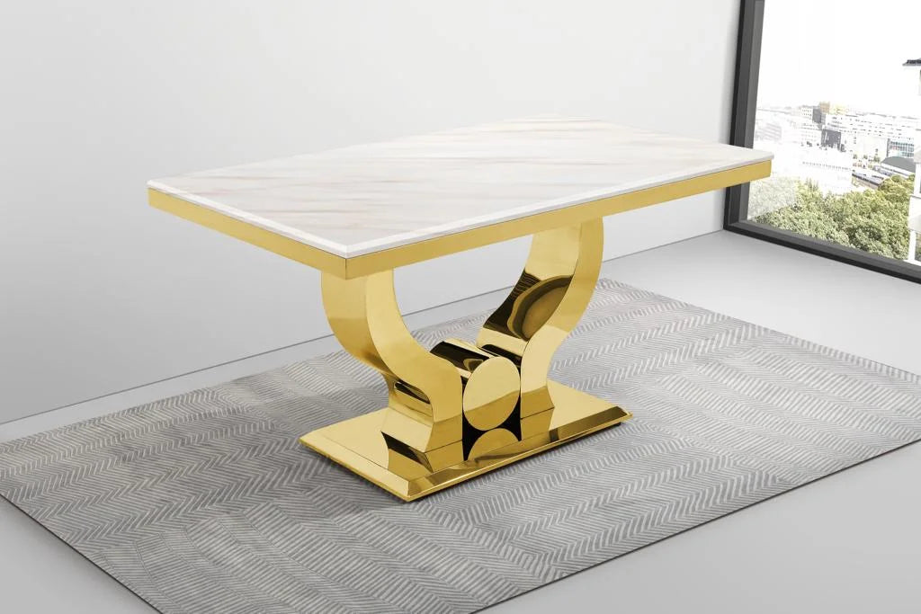 G550-JAZZ White Gold Dining Table