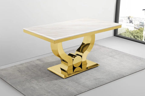 G550-JAZZ White Gold Dining Table